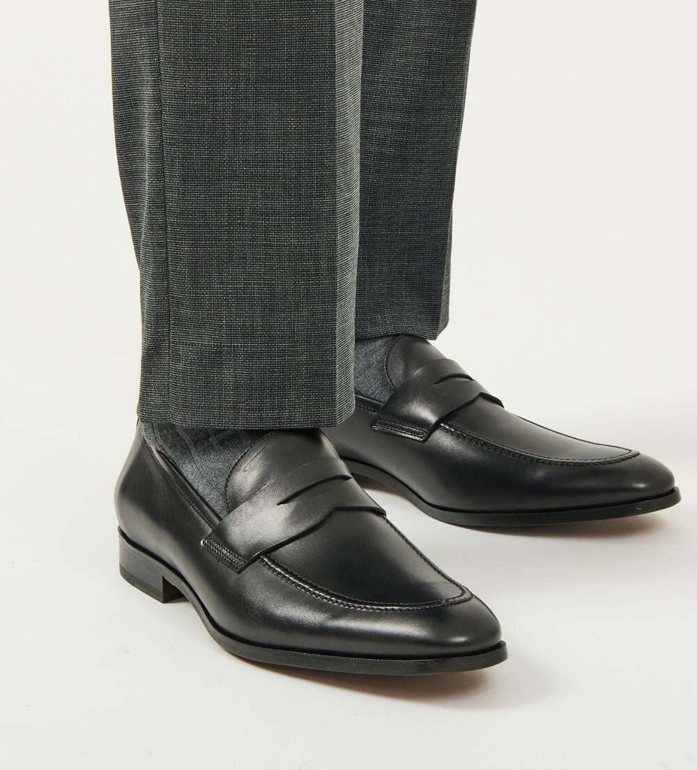 Caporicci Black Leather Penny Loafers  Made in Italy